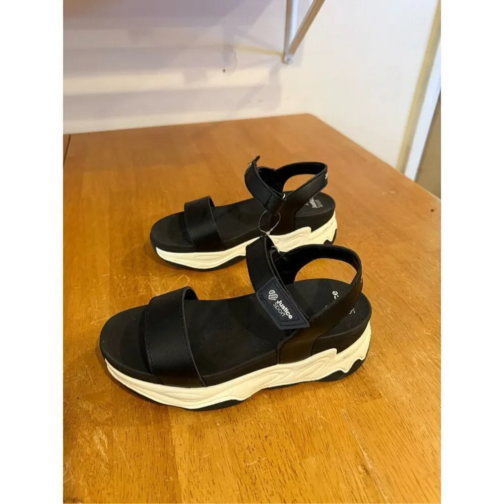 Justice Youth girl Black Strappy Sandals SZ 2